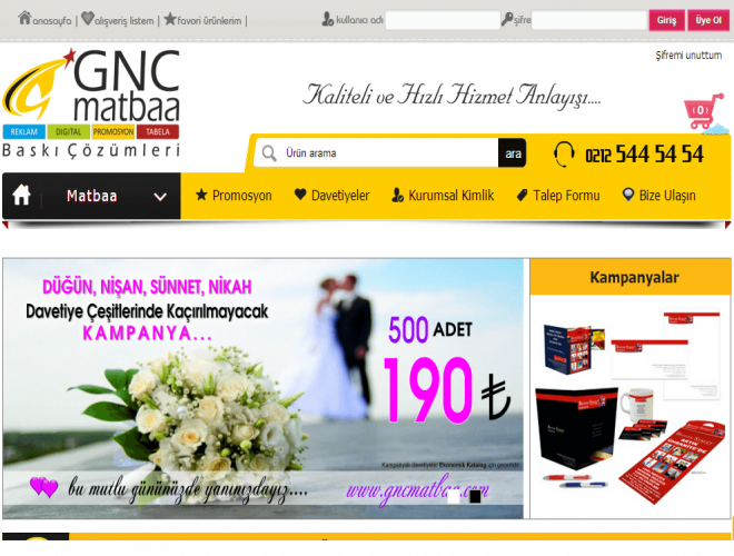 Gnc Matbaa E-Ticaret Sitesi Web Tasarım