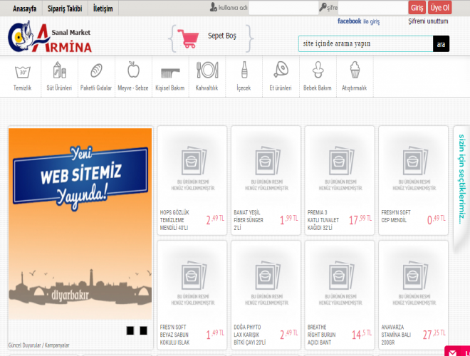 Armina Market E-Ticaret Mobil Uygulama ve Mobil E-Ticaret Web Sitesi