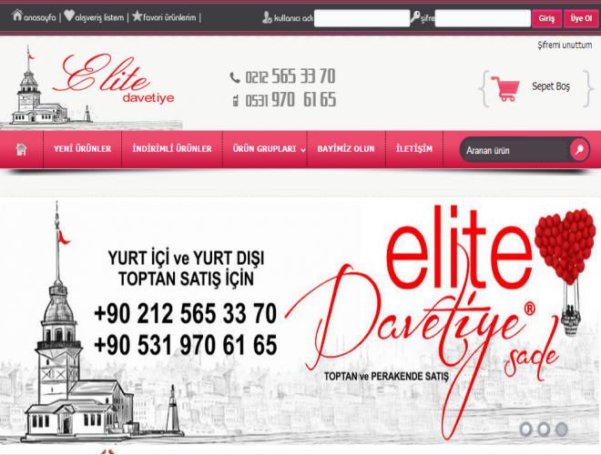 Elite Davetiye E-Ticaret Sitesi Web Tasarım