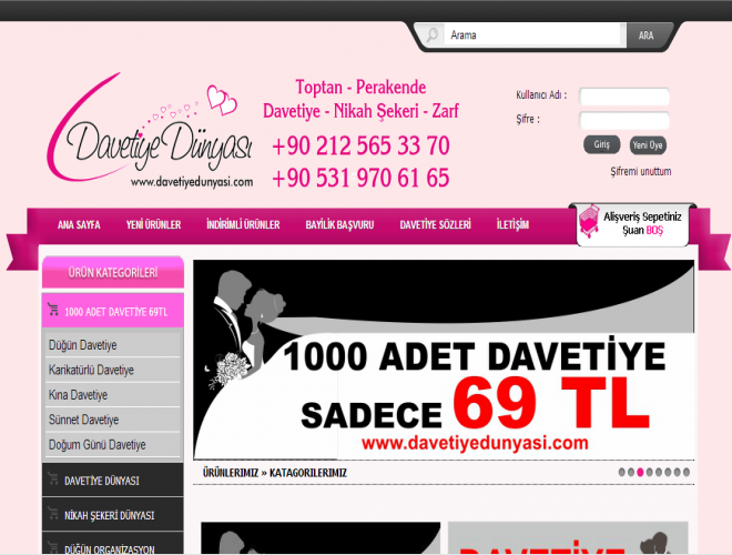 Davetiye Dünyası E-Ticaret Sitesi Web Tasarım