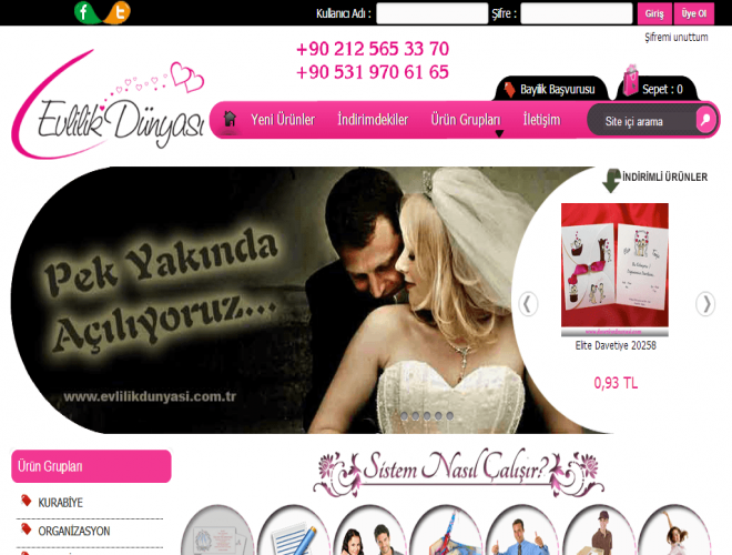 Evlilik Dünyası E-Ticaret Sitesi Web Tasarım