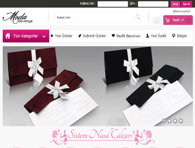 Moda Davetiye E-Ticaret Sitesi Web Tasarım